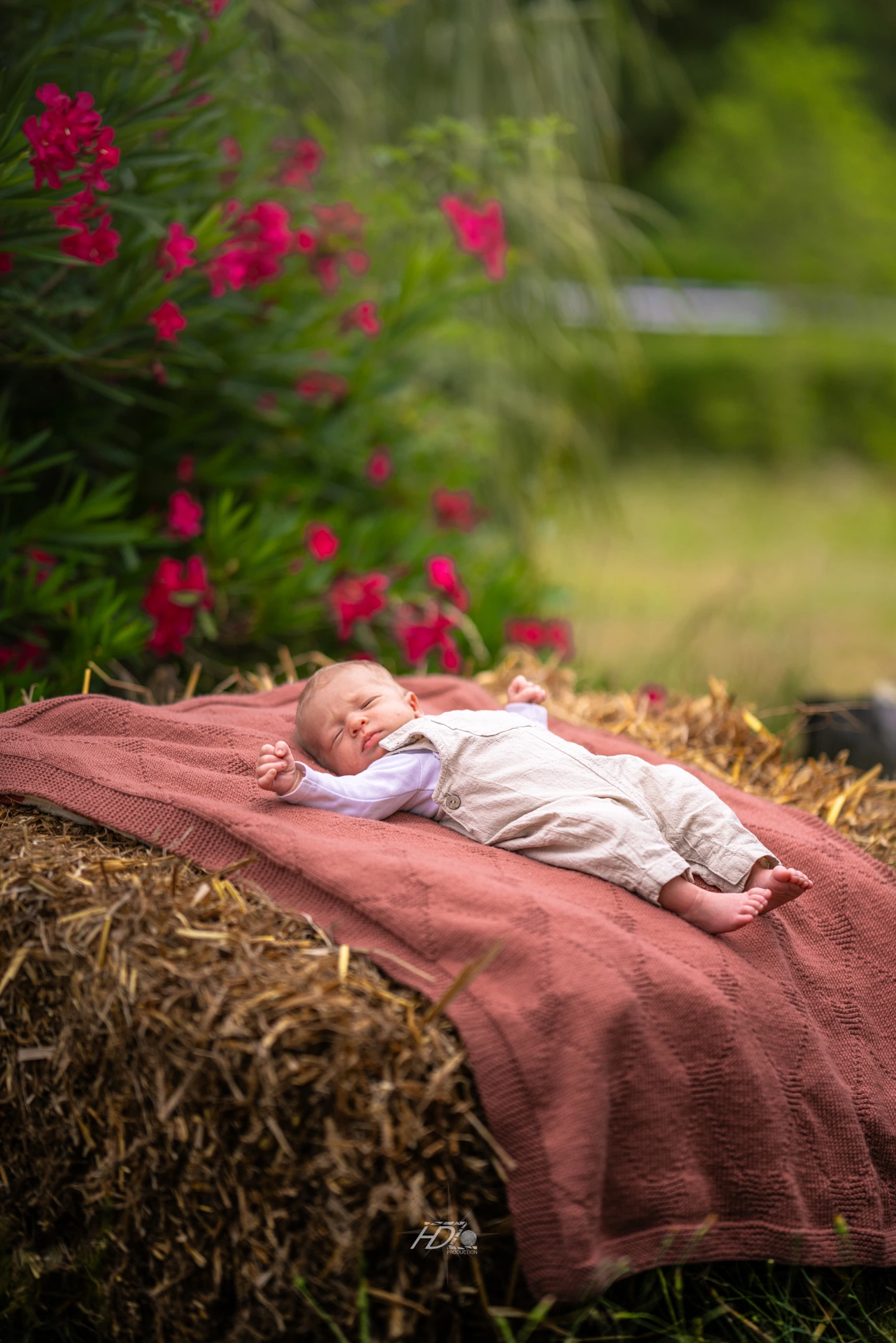 Portrait d'un bébé lors d'un shooting naissance à Tarbes immortalisé par leur photographe naissance.